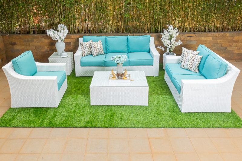 angelo 7 seater outdoor sofa + coffee table + end table