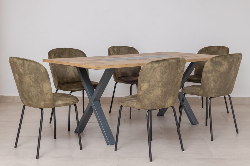 oregon dining table + 6 zania chairs
