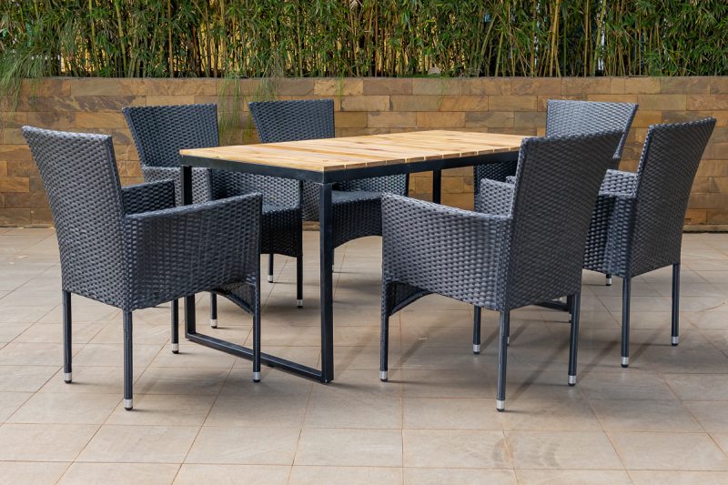 nod outdoor dining table + 6 chairs