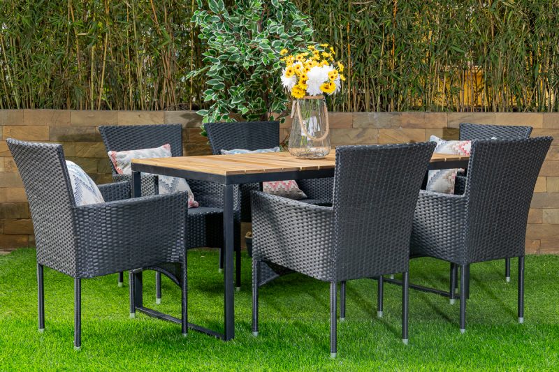 nod outdoor dining table + 6 chairs