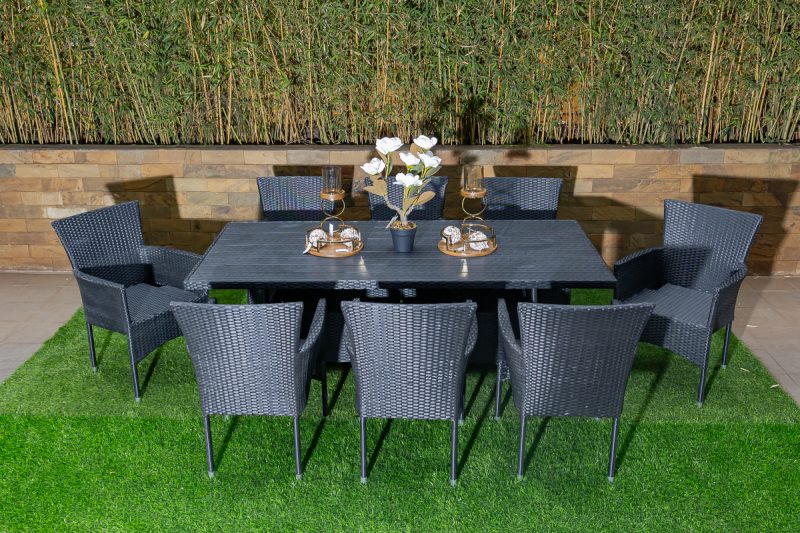bork outdoor dining table + 8 chairs