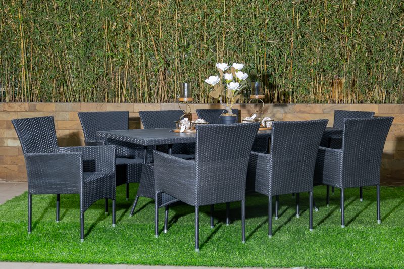 bork outdoor dining table + 8 chairs