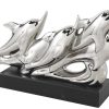 home decor -89086- silver family dolphin sculpter