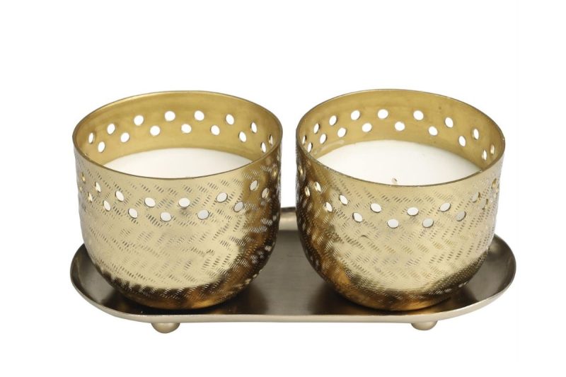 home decor -60587- set of two- candle wax votives