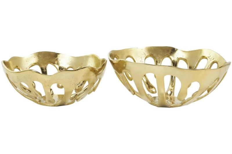 home decor -40225- set of two- aluminium gold drip bowl