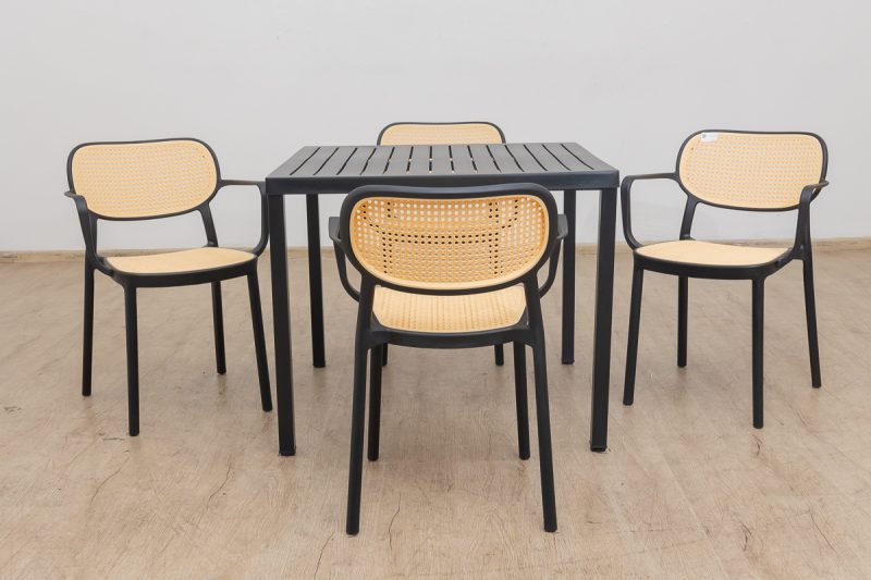 langston outdoor dining table + 4 crossby chairs