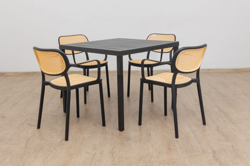 langston outdoor dining table + 4 crossby chairs