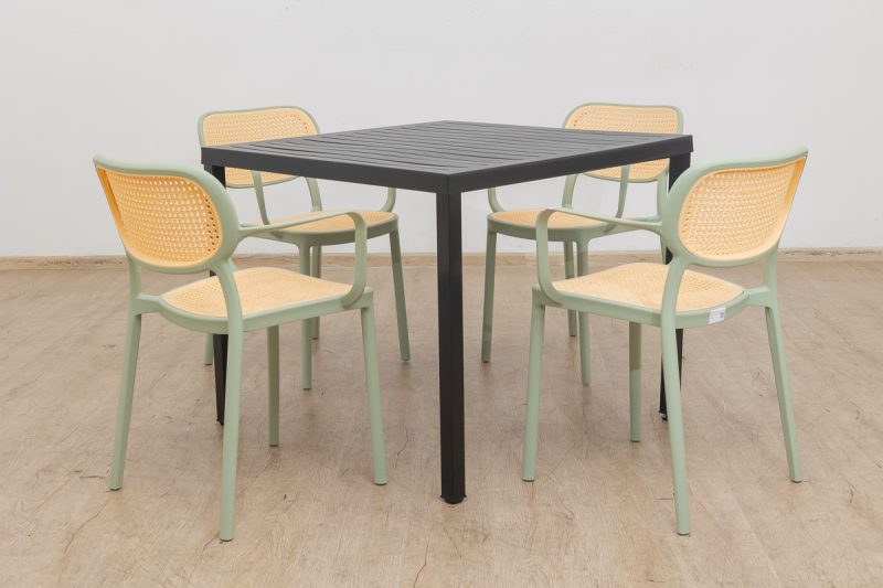 langston outdoor dining table + 4 crossby chairs