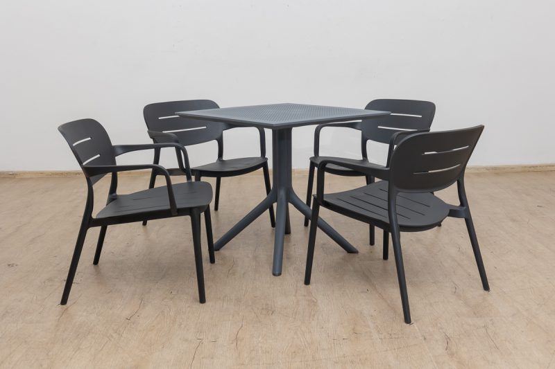 avro outdoor dining table + 4 lane chairs