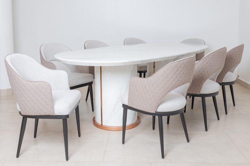 riga dining table + 8 chairs