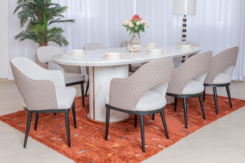 riga dining table + 8 chairs