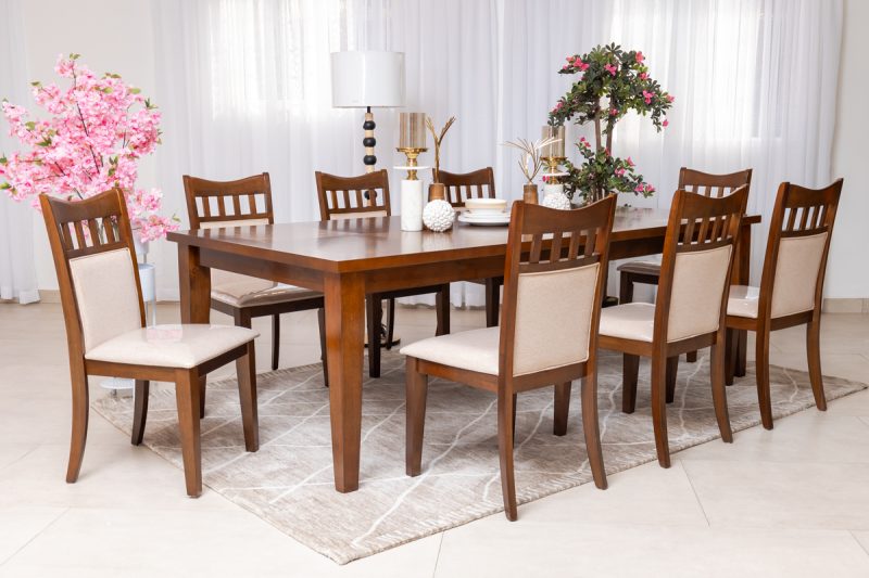 bayan dining table + 8 chairs