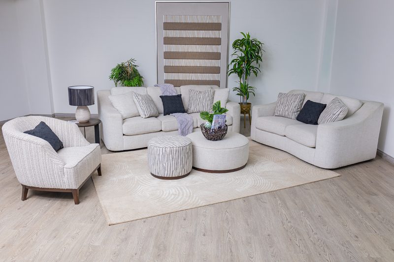 phillipe 7 seater fabric sofa (3+2+1+1) + 2 ottomans
