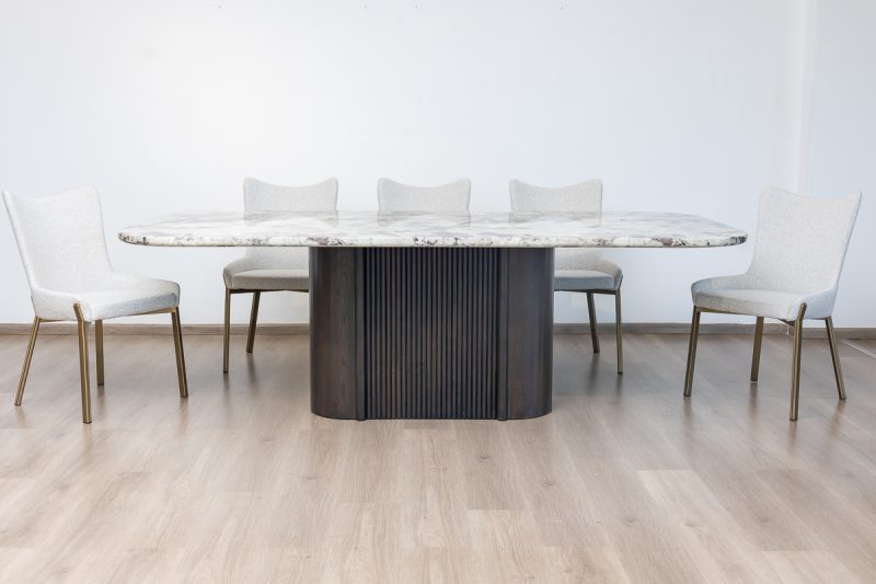 imperial dining table + 6 helix chairs
