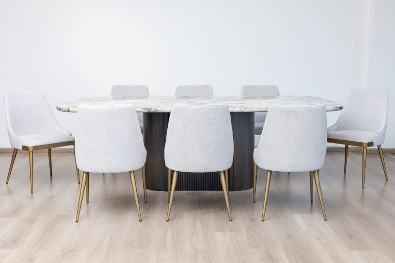 imperial dining table + 6 helix chairs
