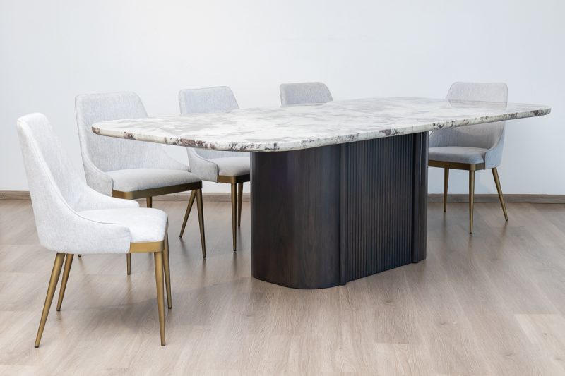 imperial dining table + 6 helix chairs
