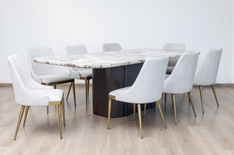 imperial dining table + 6 helix chairs