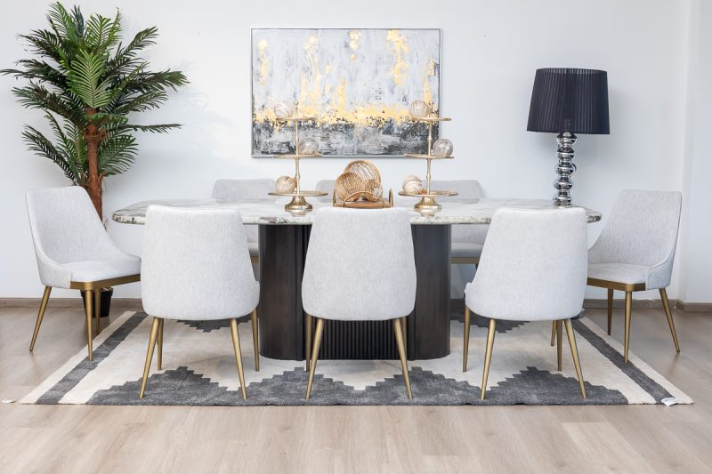 imperial dining table + 6 helix chairs
