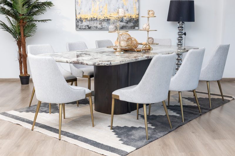 imperial dining table + 6 helix chairs