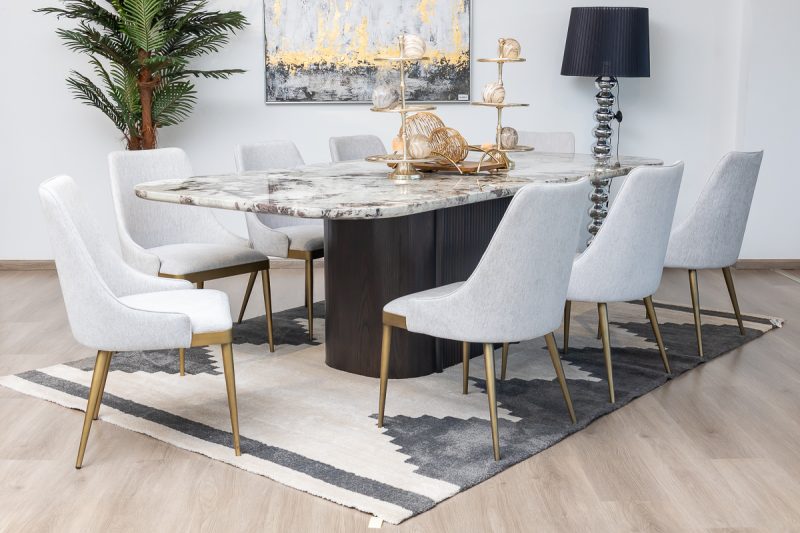 imperial dining table + 6 helix chairs