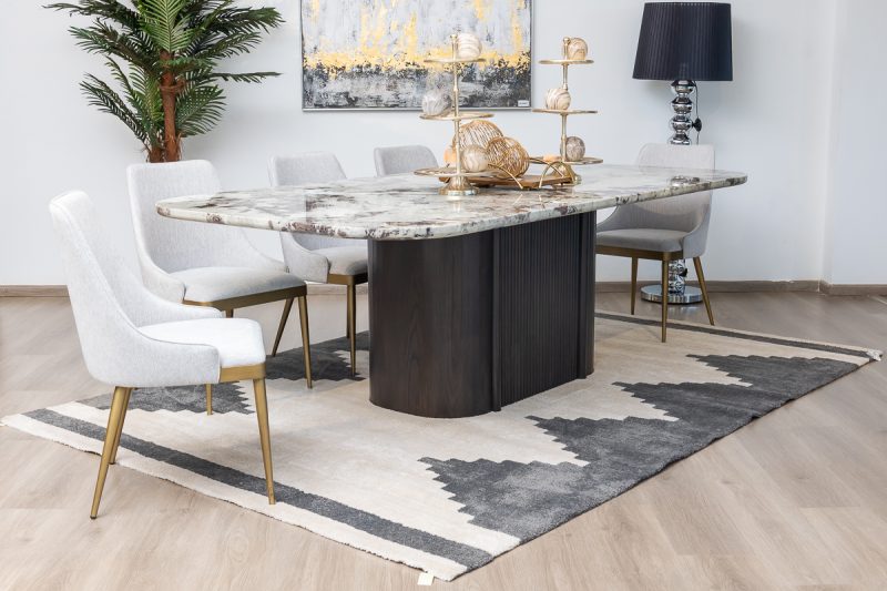 imperial dining table + 6 helix chairs