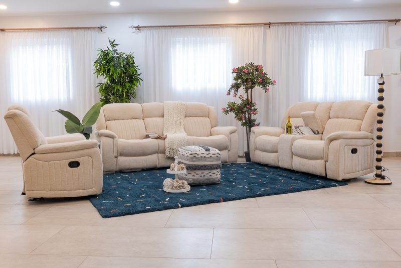 flora 7 seater fabric recliner sofa (3+2+1+1)