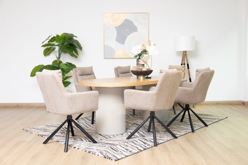 jasmine dining table + 6 brinkley chairs