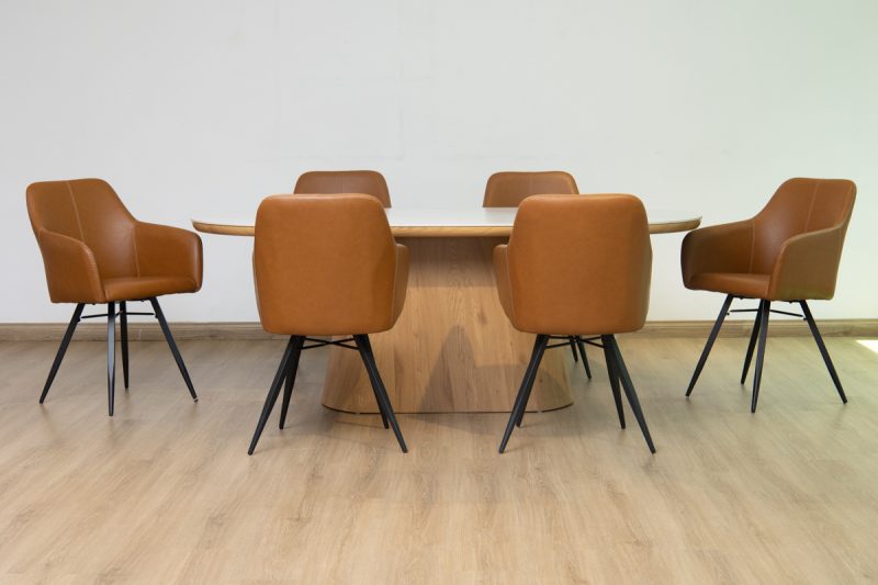 santos dining table + 6 belfast chairs