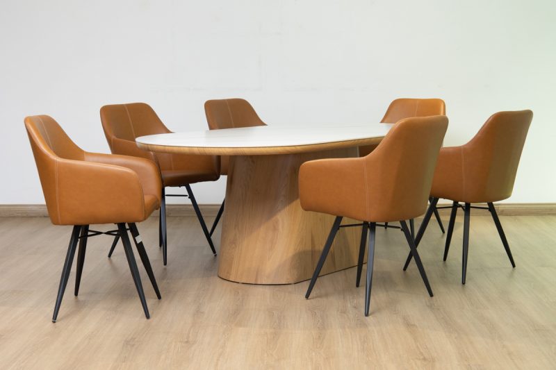 santos dining table + 6 belfast chairs