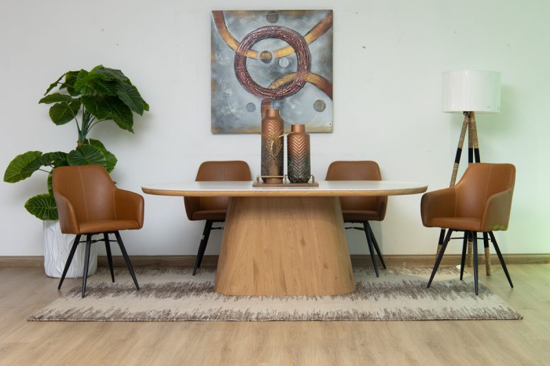 santos dining table + 6 belfast chairs