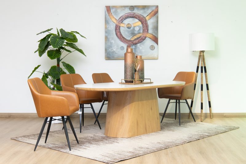 santos dining table + 6 belfast chairs