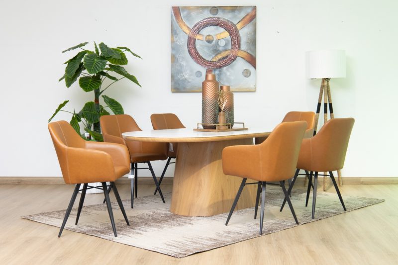 santos dining table + 6 belfast chairs
