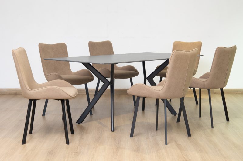 leena dining table + 6 triena chairs