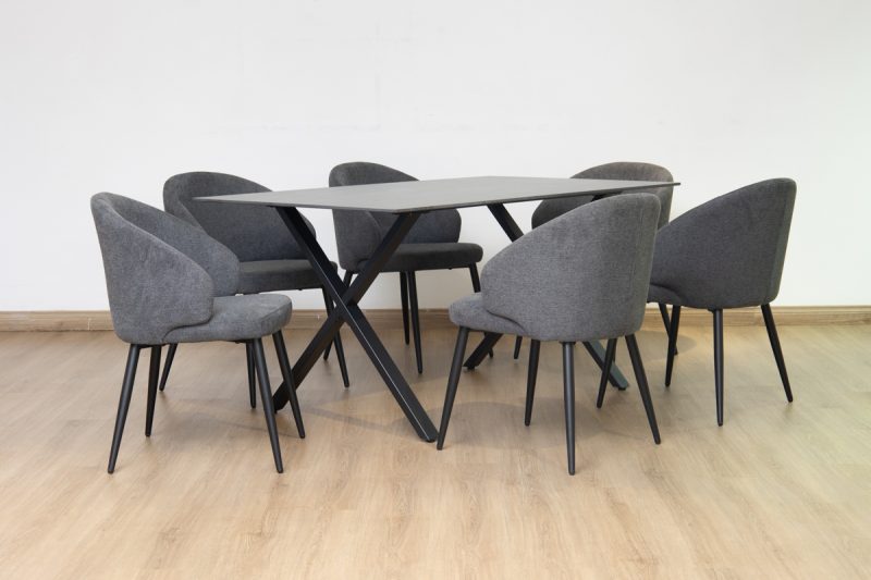 rina dining table + 6 marisol chairs