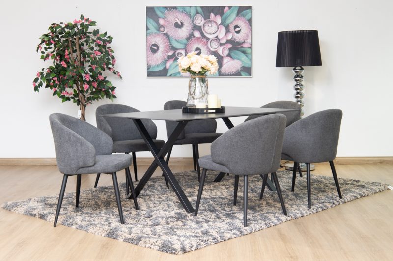 rina dining table + 6 marisol chairs