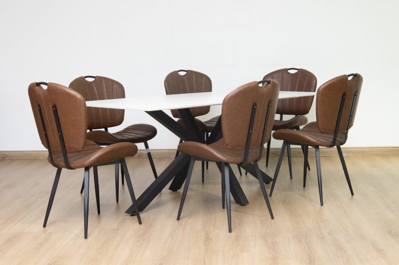 brio dining table + 6 metz chairs