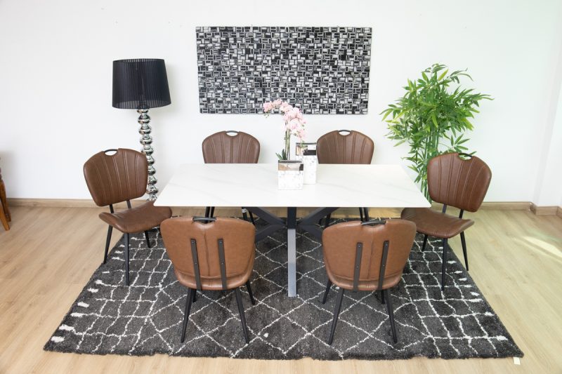 brio dining table + 6 metz chairs