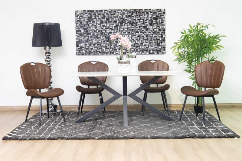 brio dining table + 6 metz chairs