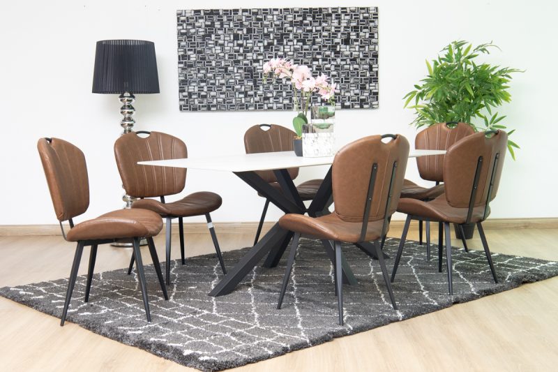 brio dining table + 6 metz chairs