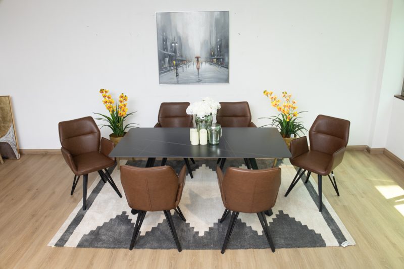 silas dining table + 6 loft chairs