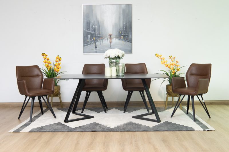 silas dining table + 6 loft chairs