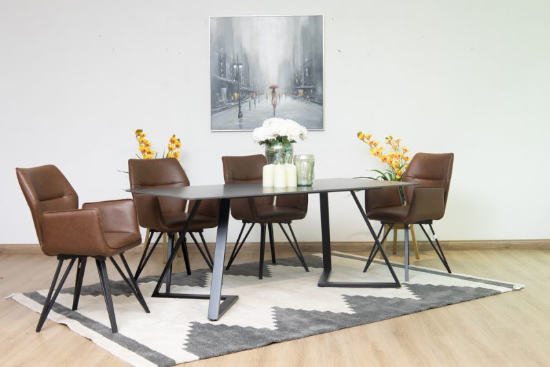 silas dining table + 6 loft chairs