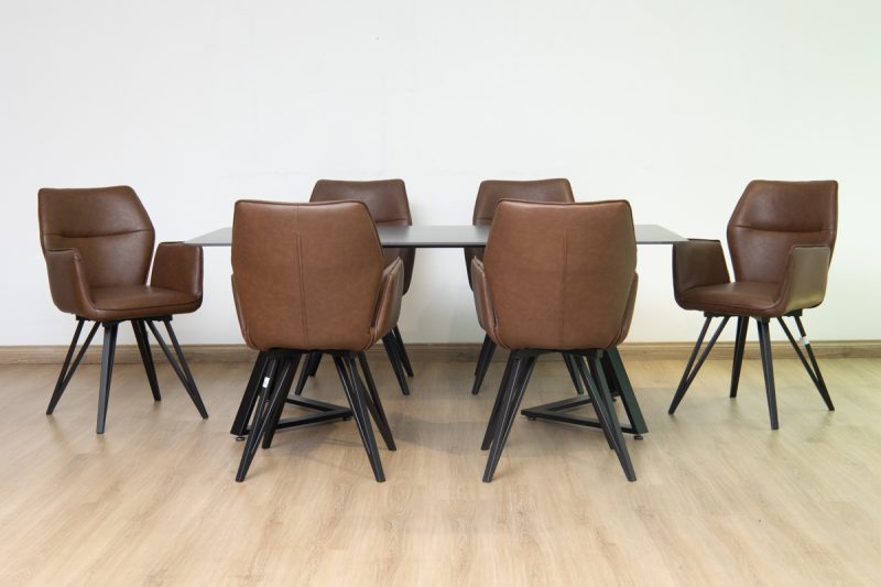 silas dining table + 6 loft chairs