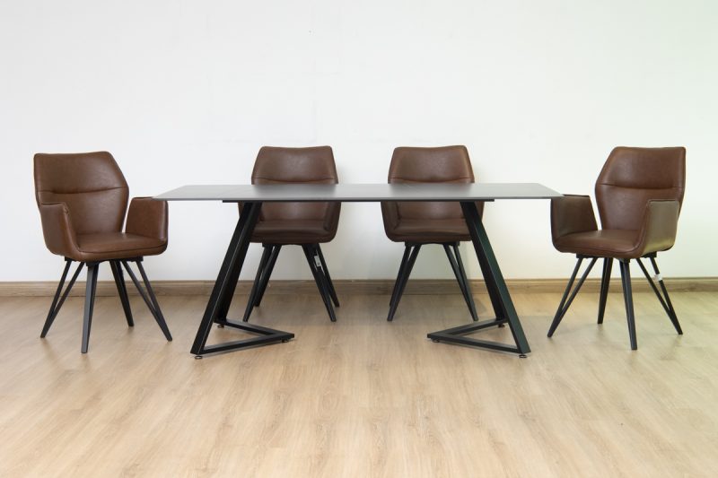 silas dining table + 6 loft chairs