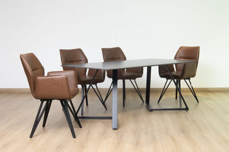 silas dining table + 6 loft chairs