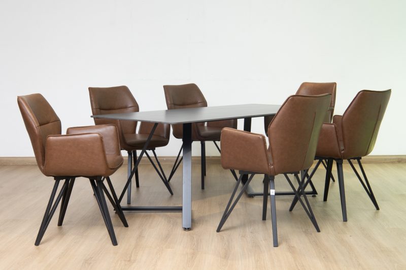 silas dining table + 6 loft chairs