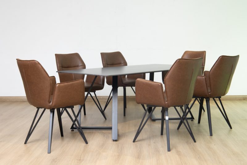 silas dining table + 6 loft chairs
