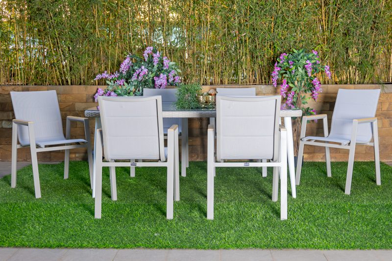 mallin outdoor dining table + 6 chairs
