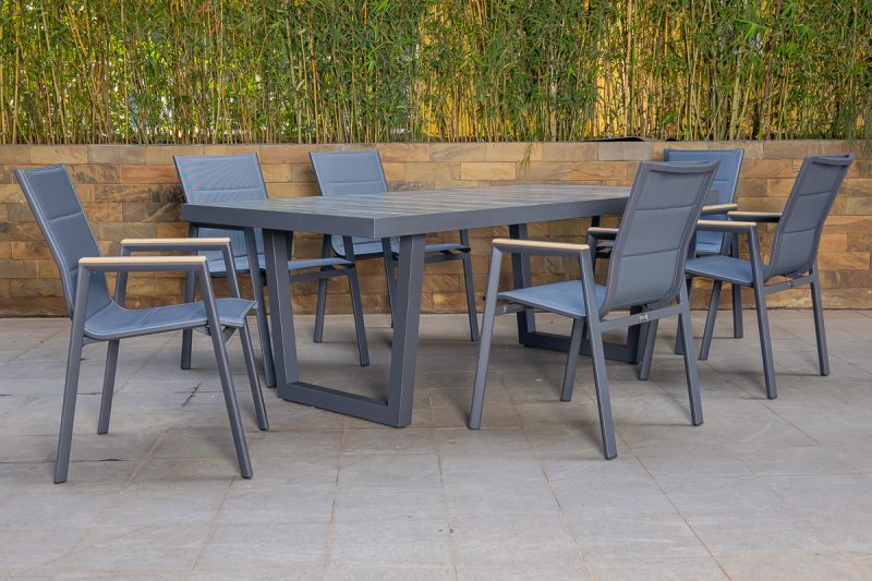 shoreline outdoor dining table + 6 chairs