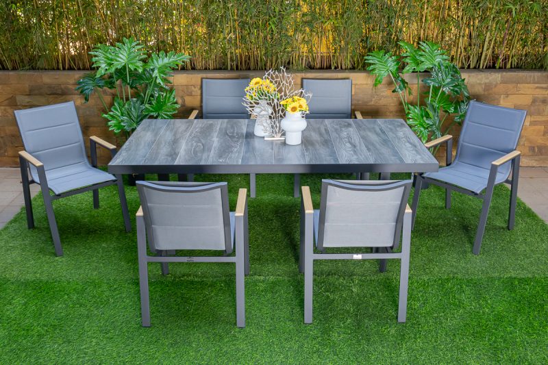 shoreline outdoor dining table + 6 chairs